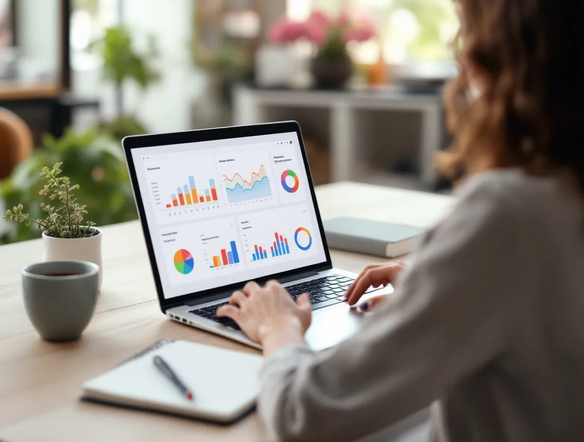 Analyse de graphiques financiers sur un ordinateur portable